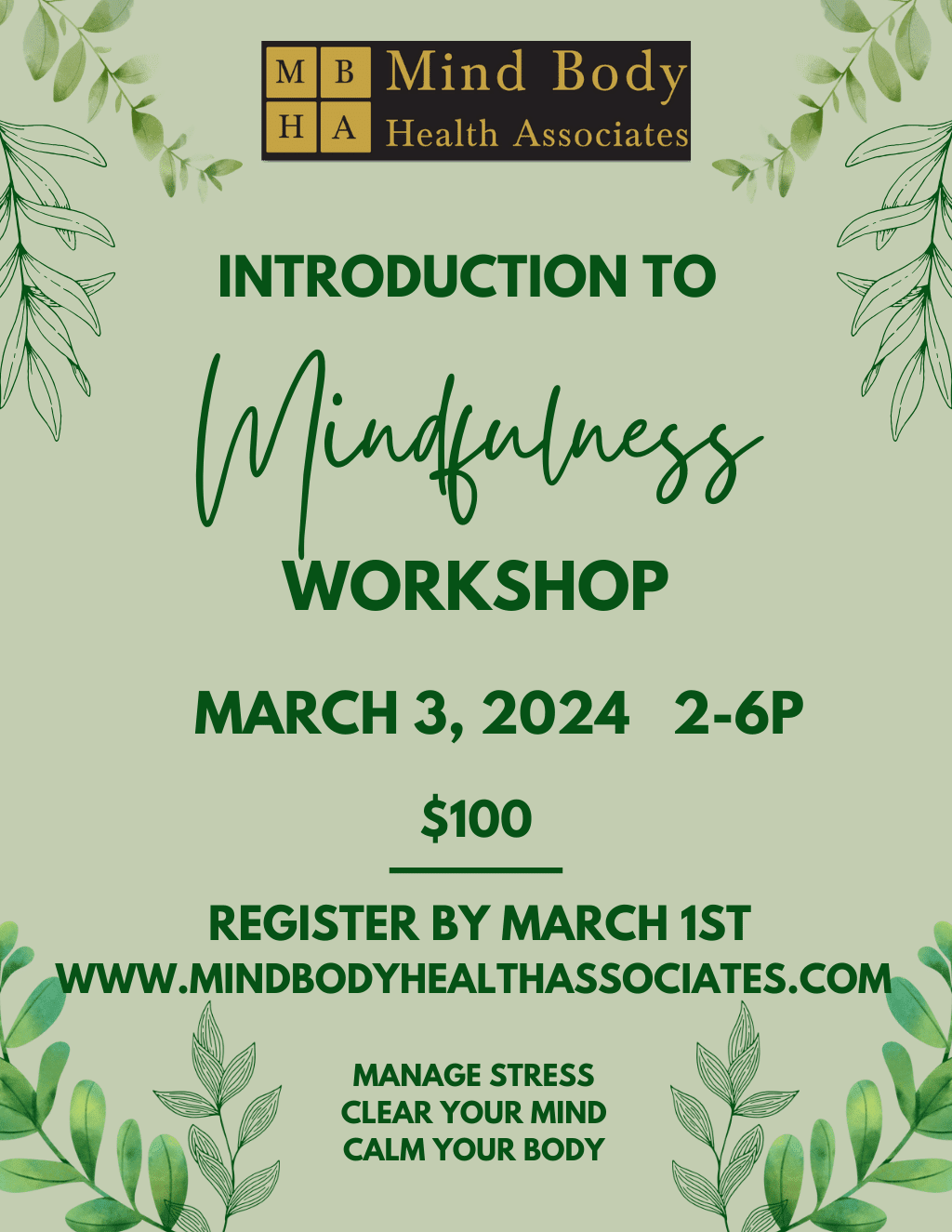 Mindfulness workshop flyer